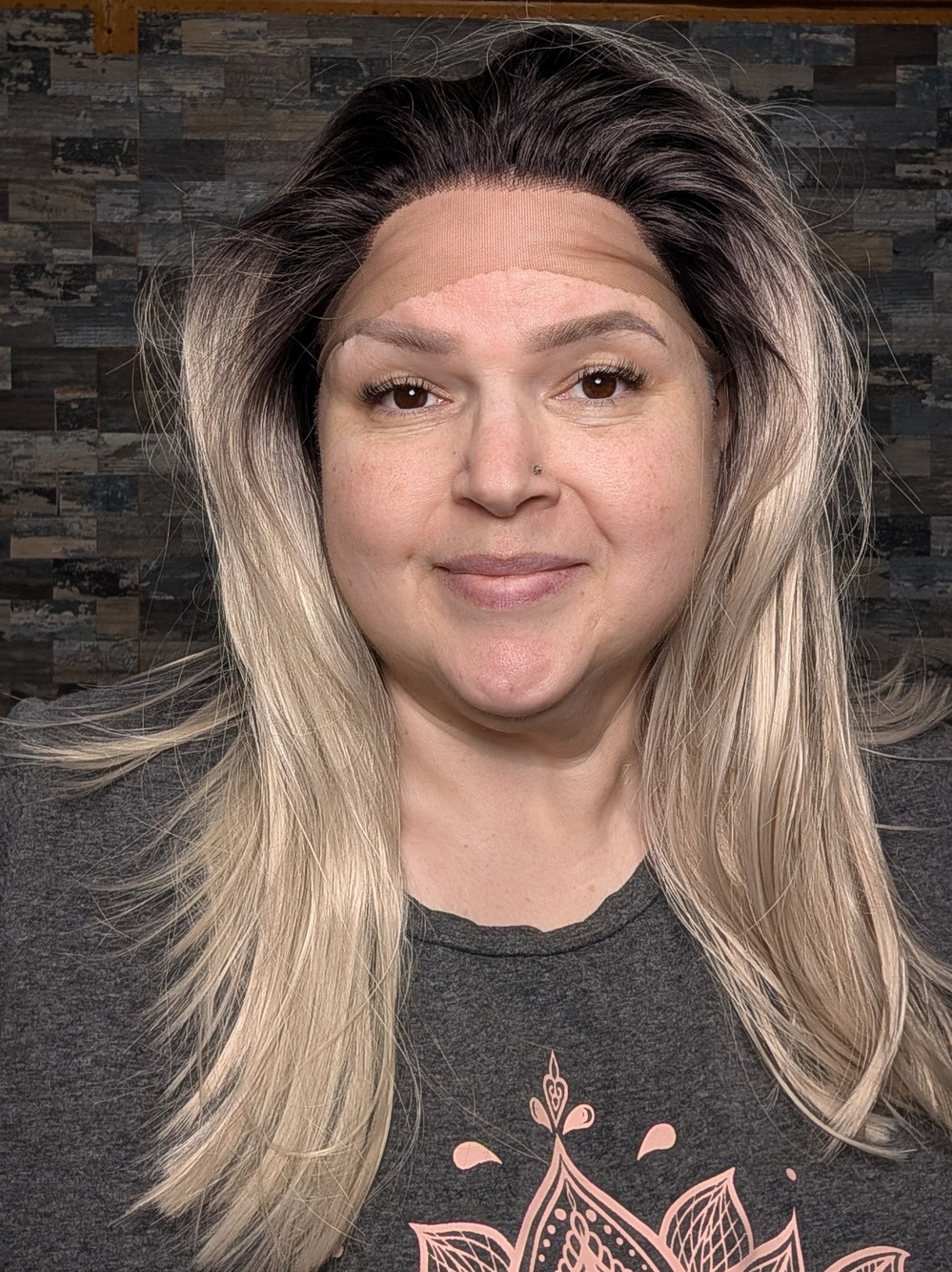 Unknown Name By Nel's Wigs - Long Lace Front Wig in Ash Blonde with Dark Roots